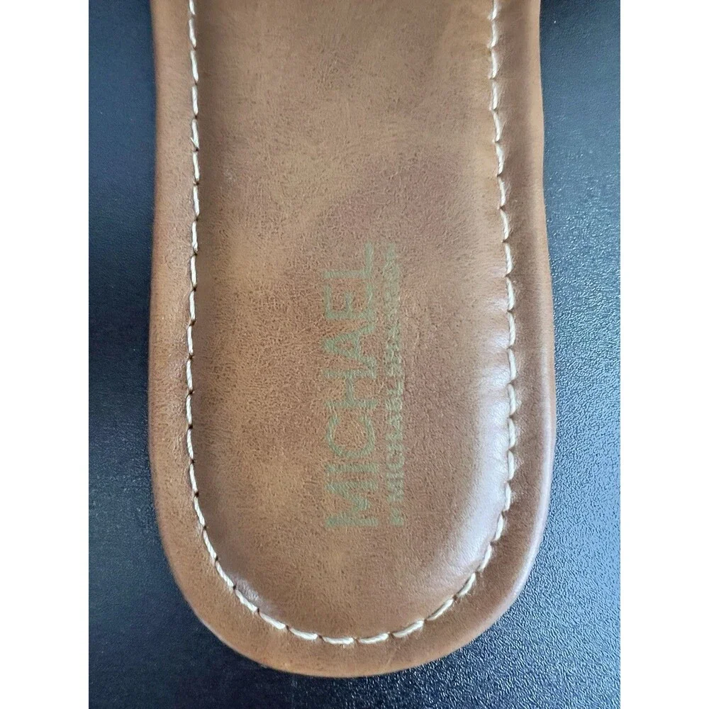 Women’s Michael By Michael Shannon Size 9 Tan Cognac Brown Slide Sandal Flat ￼